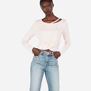 Slash Neck Cropped Twist Tee
